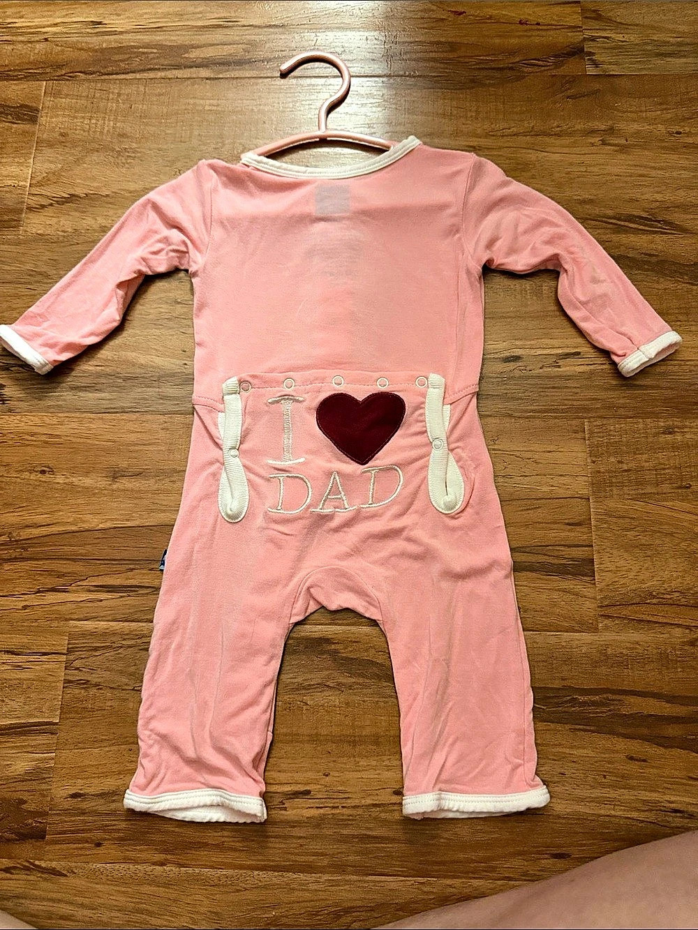 Kickee Pants I Love Dad Applique Coverall Baby 0-3M Pink Footie
